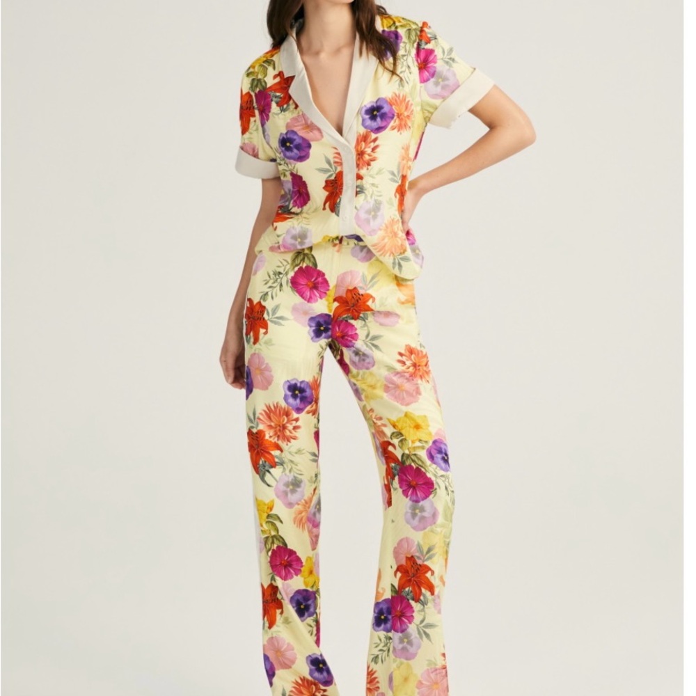 NWT Derek Lam 10 Crosby Multicolor Floral pants with stripe Sz 2